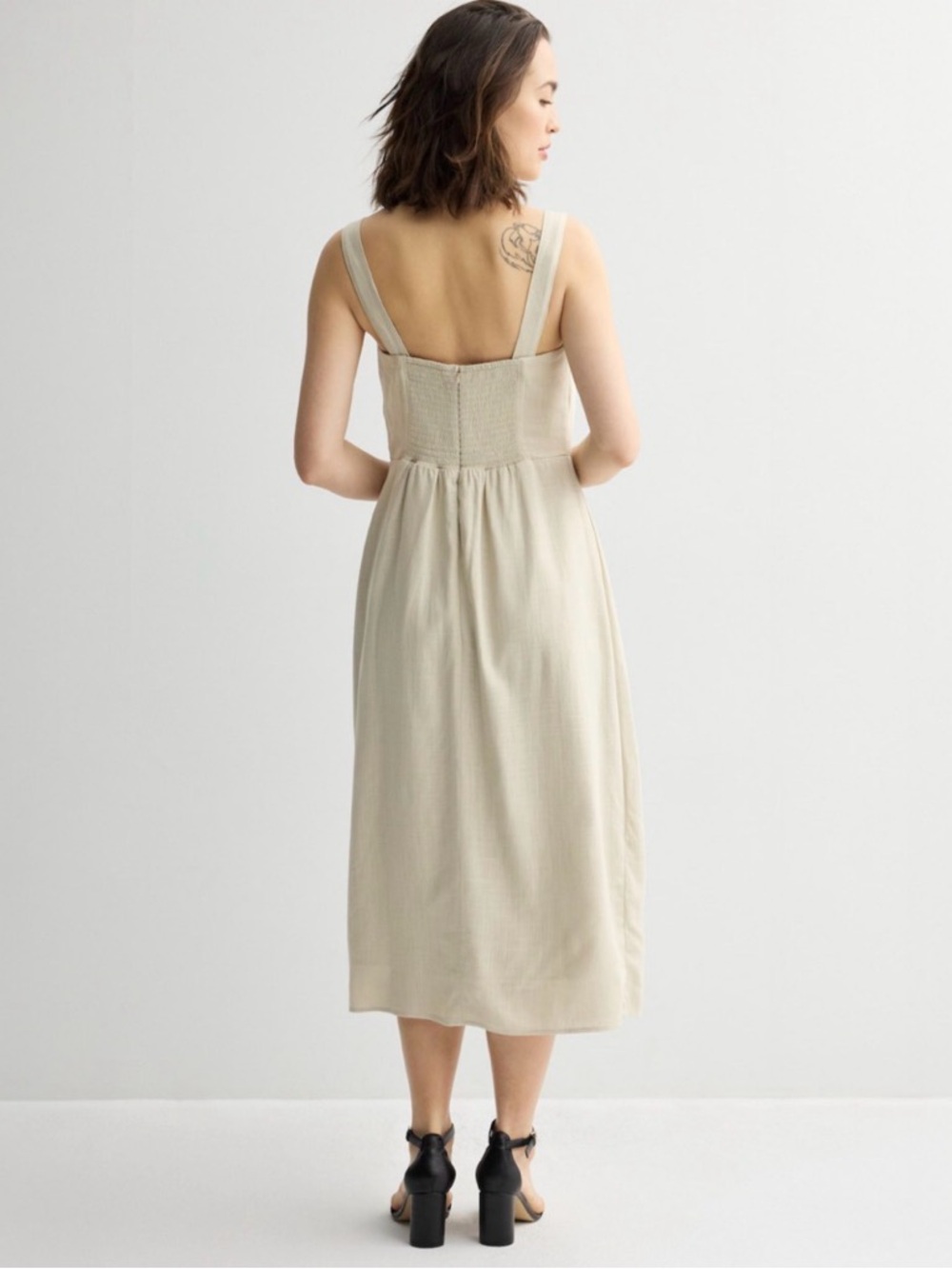 Nine West Cream Square-Neck Midi Dress - Picture 3 of 9